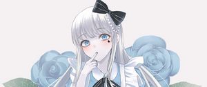 Превью обои алиса в стране чудес, девушка, платье, цветы, аниме