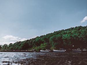 Превью обои алсуотер, пенрит, лодки, деревья, берег