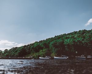 Превью обои алсуотер, пенрит, лодки, деревья, берег