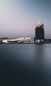 Превью обои амстердам, нидерланды, здание, берег