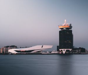 Превью обои амстердам, нидерланды, здание, берег
