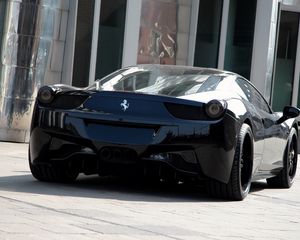 Превью обои anderson germany, ferrari 458 italia, ferrari, авто, черный, вид сзади