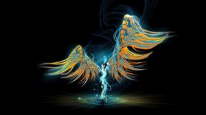 Превью обои ангел, крылья, свет, рисунок, узоры