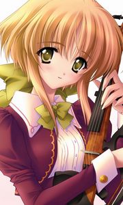 Превью обои аниме, девушка, блондинка, скрипка