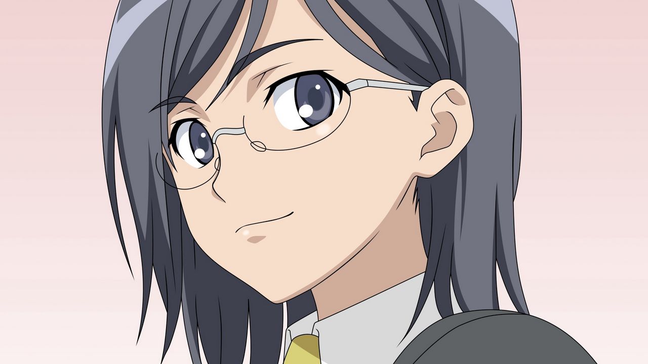 Обои аниме, девушка, брюнетка, очки