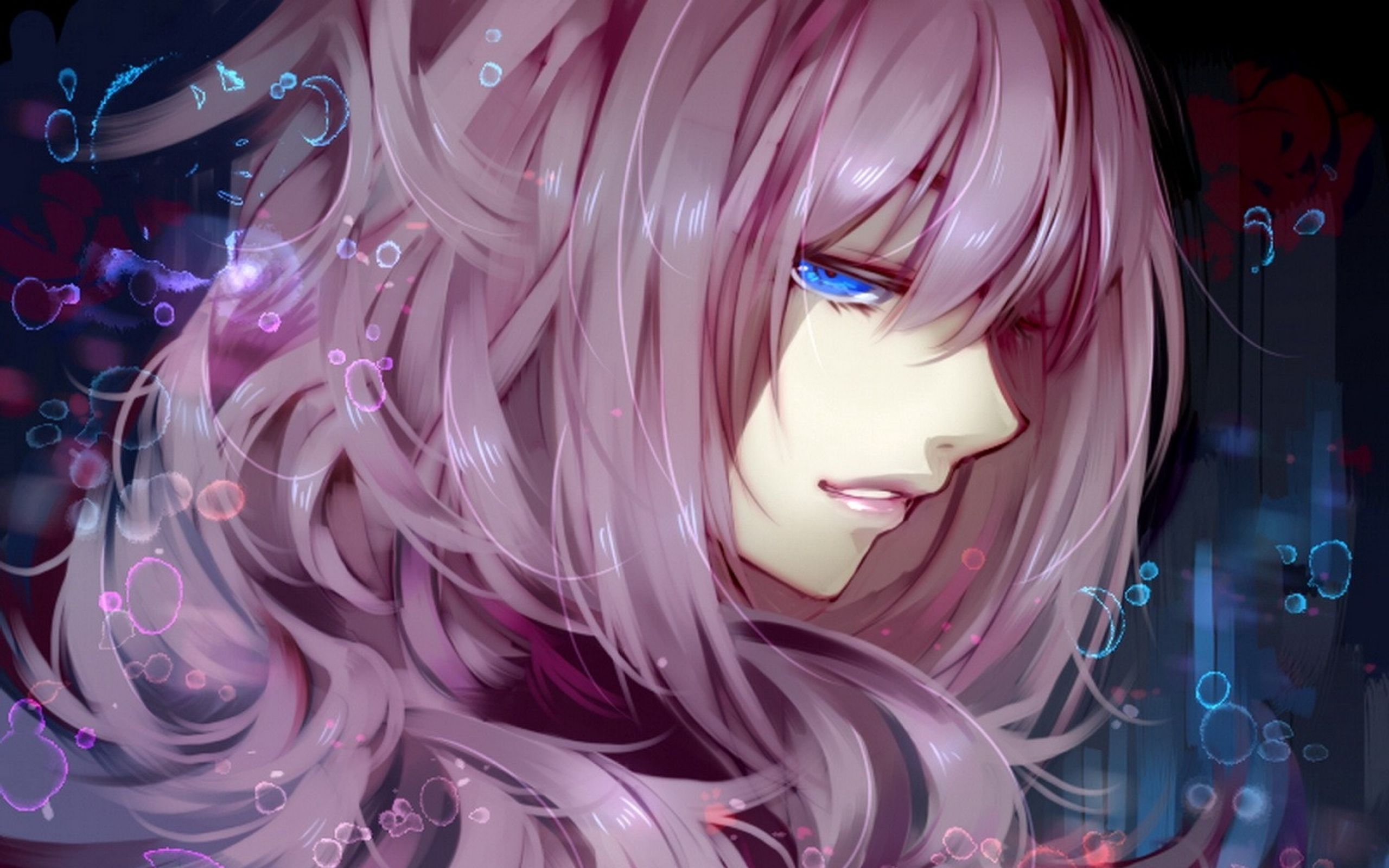 Девушка с фиолетовыми волосами и парень аниме