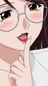 Превью обои аниме, девушка, губы, красный, очки