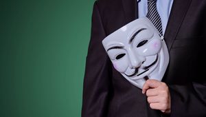 Превью обои аноним, маска, костюм, галстук