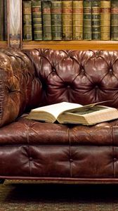 Превью обои антиквариат, библиотека, диван, книга, книги, старина, стиль