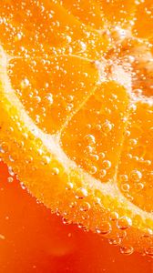 Превью обои апельсин, долька, пузыри, макро