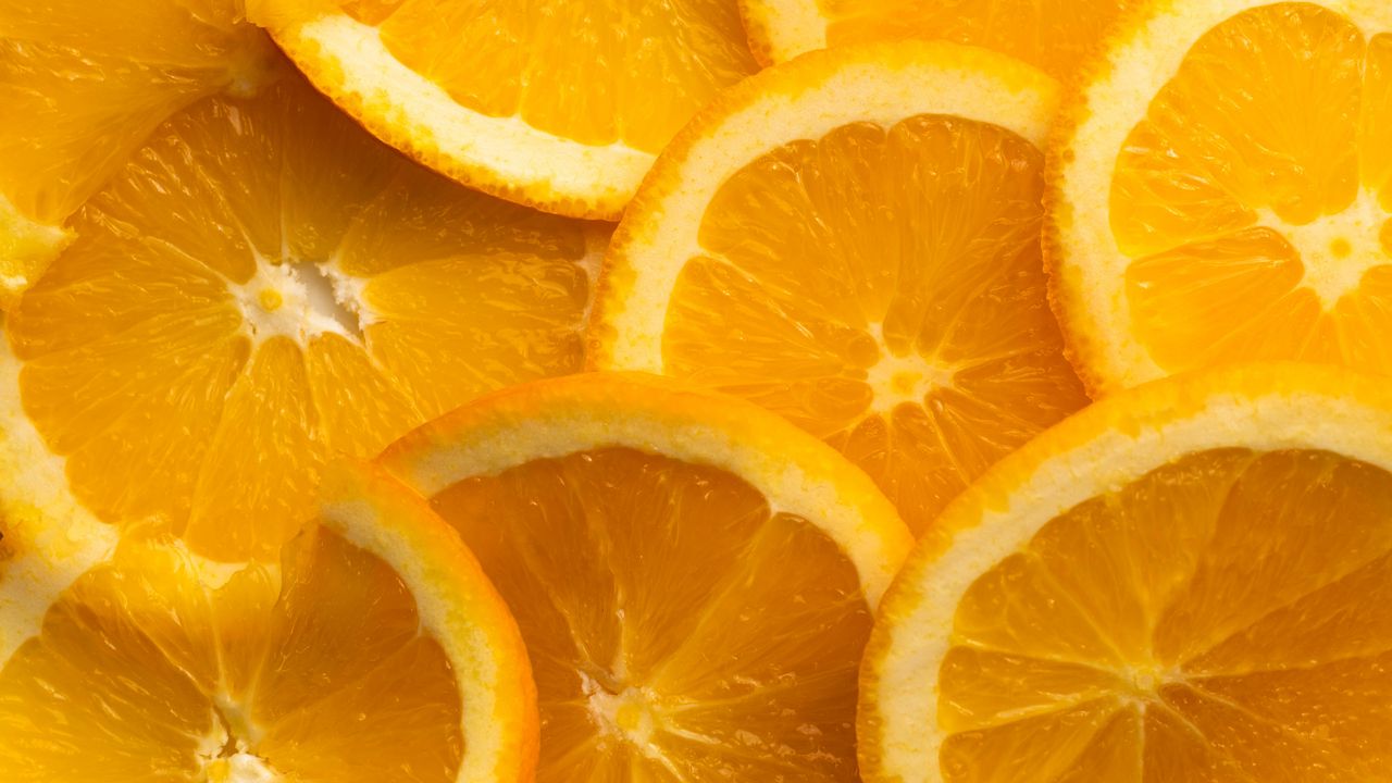 Обои апельсин, дольки, фрукт, цитрус, макро