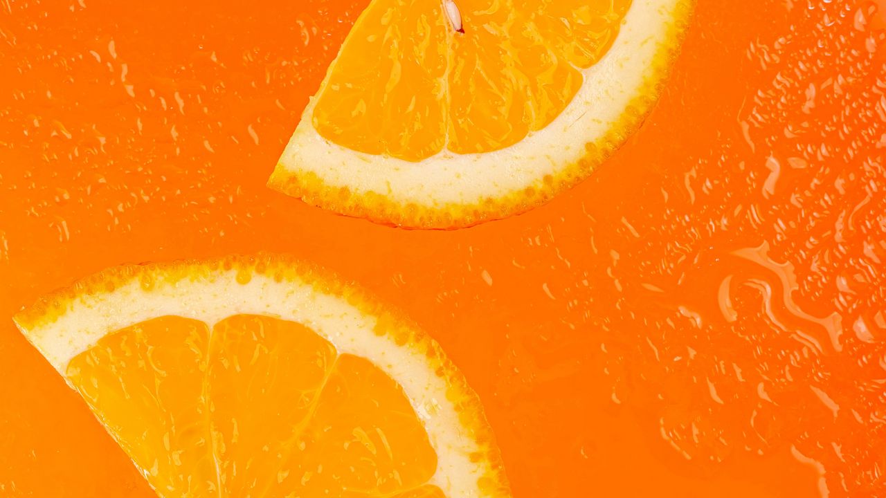 Обои апельсин, фрукт, цитрус, дольки, спелый, сочный