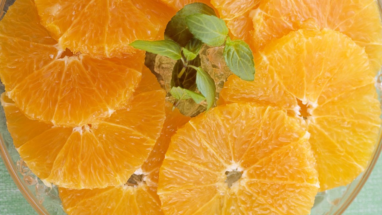 Обои апельсин, нарезка, фрукт, очищенный