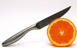 Превью обои апельсин, срез, нож