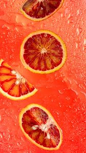 Превью обои апельсин, цитрус, дольки, свежий, красный