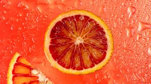Превью обои апельсин, цитрус, дольки, свежий, красный