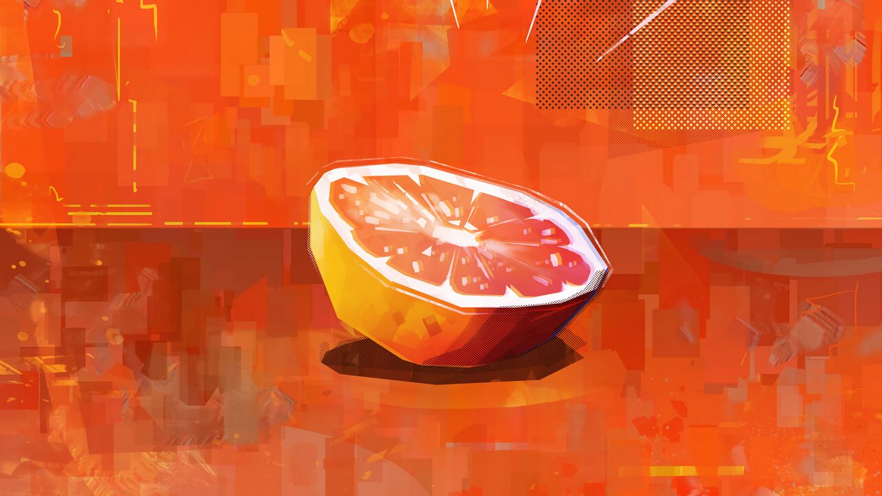 Обои апельсин, цитрус, фрукт, дольки, арт