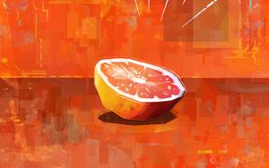 Превью обои апельсин, цитрус, фрукт, дольки, арт