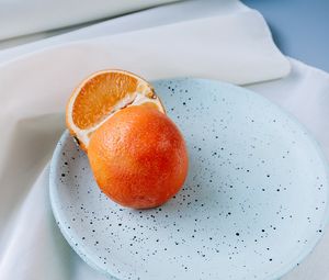 Превью обои апельсин, цитрус, фрукт, оранжевый, тарелка