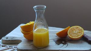 Превью обои апельсиновый сок, апельсины, кувшин, свежий