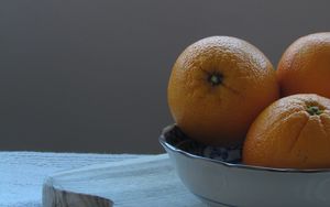 Превью обои апельсины, фрукты, миска