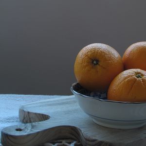 Превью обои апельсины, фрукты, миска