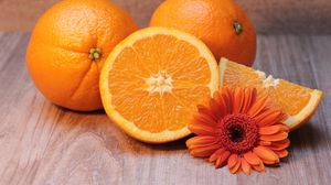 Превью обои апельсины, фрукты, цитрус, цветок