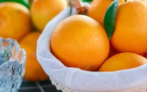 Превью обои апельсины, фрукты, цитрус, корзина