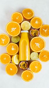 Превью обои апельсины, фрукты, цитрусовые, сок, яркий