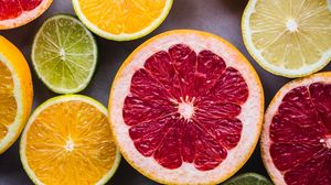 Превью обои апельсины, грейпфруты, лимоны, лаймы, фрукты, цитрус