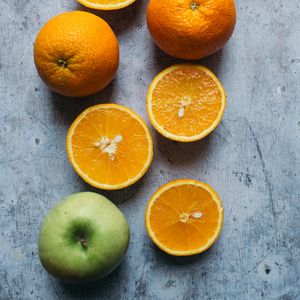 Превью обои апельсины, яблоки, фрукты, свежий