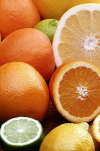 Превью обои апельсины, лаймы, грейпфруты, цитрус, лимоны