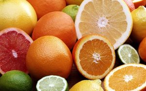 Превью обои апельсины, лаймы, грейпфруты, цитрус, лимоны