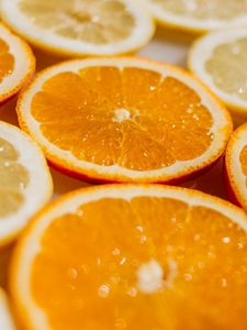 Превью обои апельсины, нарезка, лимоны, фрукты