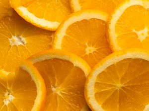 Превью обои апельсины, слайсы, цитрус, фрукт, оранжевый, желтый