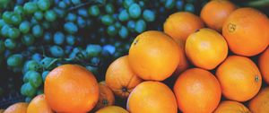 Превью обои апельсины, виноград, фрукты