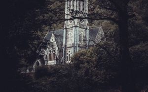 Превью обои архитектура, замок, лес, ветки