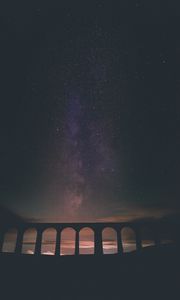 Превью обои арка, архитектура, туманность, звезды, ночь, звездное  небо
