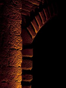 Превью обои арка, камень, подсветка, коричневый, темный