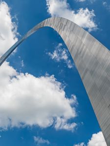 Превью обои арка, небо, облака, вид снизу, синий, белый