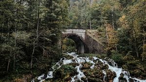 Превью обои арка, водопад, скалы, камни, деревья