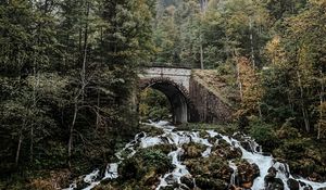 Превью обои арка, водопад, скалы, камни, деревья