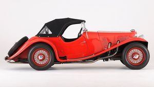 Превью обои aston, martin, 1937, красный, ретро, вид сбоку, стиль, астон мартин, авто