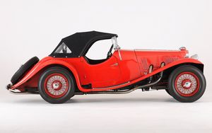 Превью обои aston, martin, 1937, красный, ретро, вид сбоку, стиль, астон мартин, авто