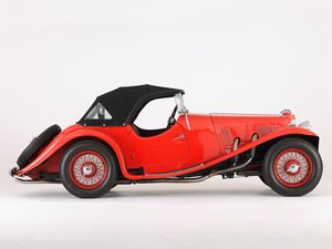 Превью обои aston, martin, 1937, красный, ретро, вид сбоку, стиль, астон мартин, авто