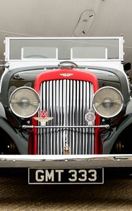 Превью обои aston martin, 1937, черный, вид спереди, стиль, астон мартин, ретро, авто