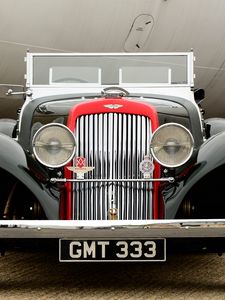 Превью обои aston martin, 1937, черный, вид спереди, стиль, астон мартин, ретро, авто