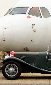 Превью обои aston martin, 1937, зеленый, черный, вид сбоку, ретро, стиль, авто