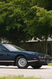 Превью обои астон мартин, 1976, синий, вид сбоку, авто, aston martin, lagonda, природа