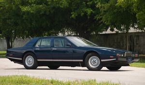 Превью обои астон мартин, 1976, синий, вид сбоку, авто, aston martin, lagonda, природа